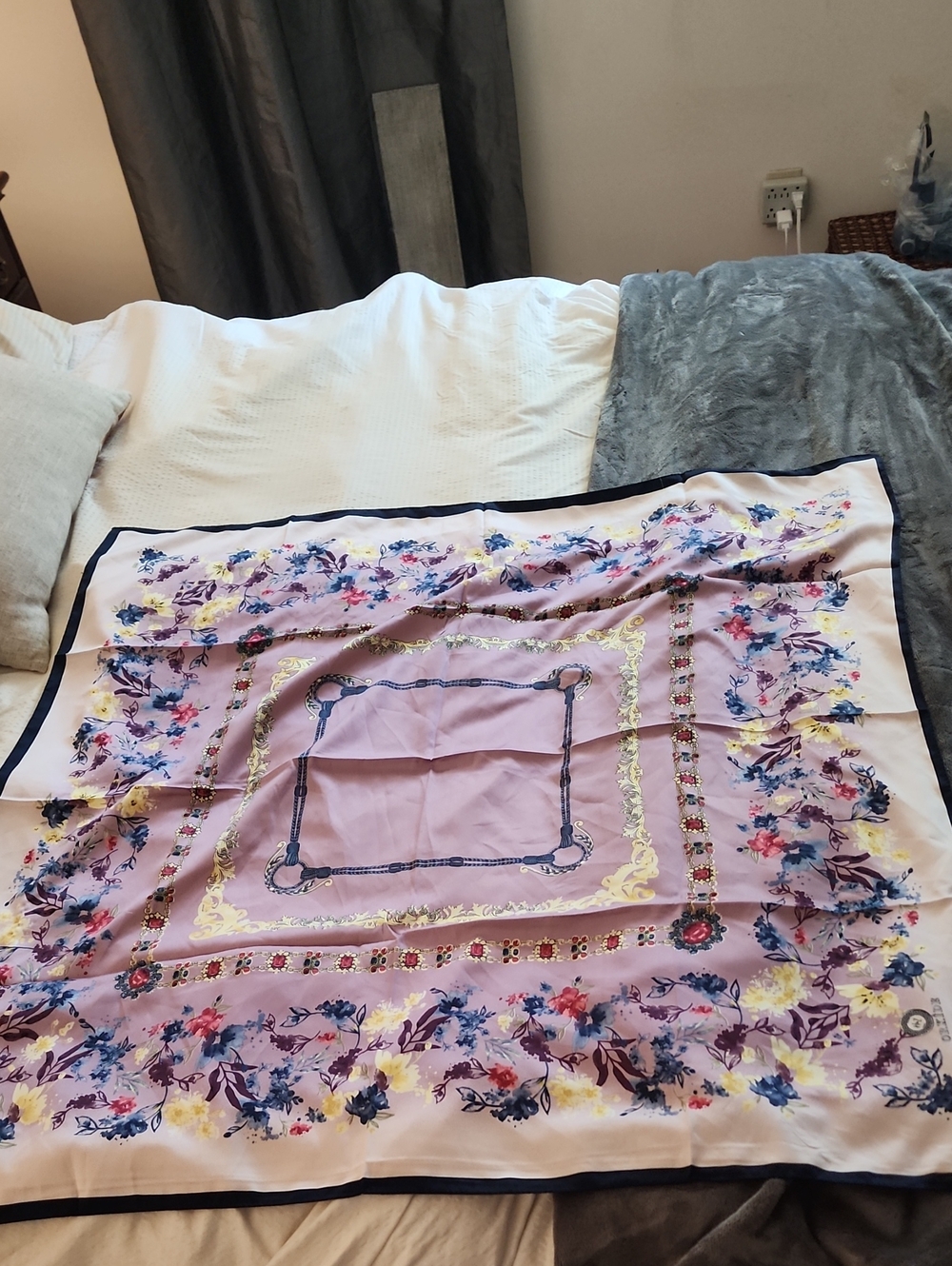 Orkide Floral Pink Purple Throw Scarf